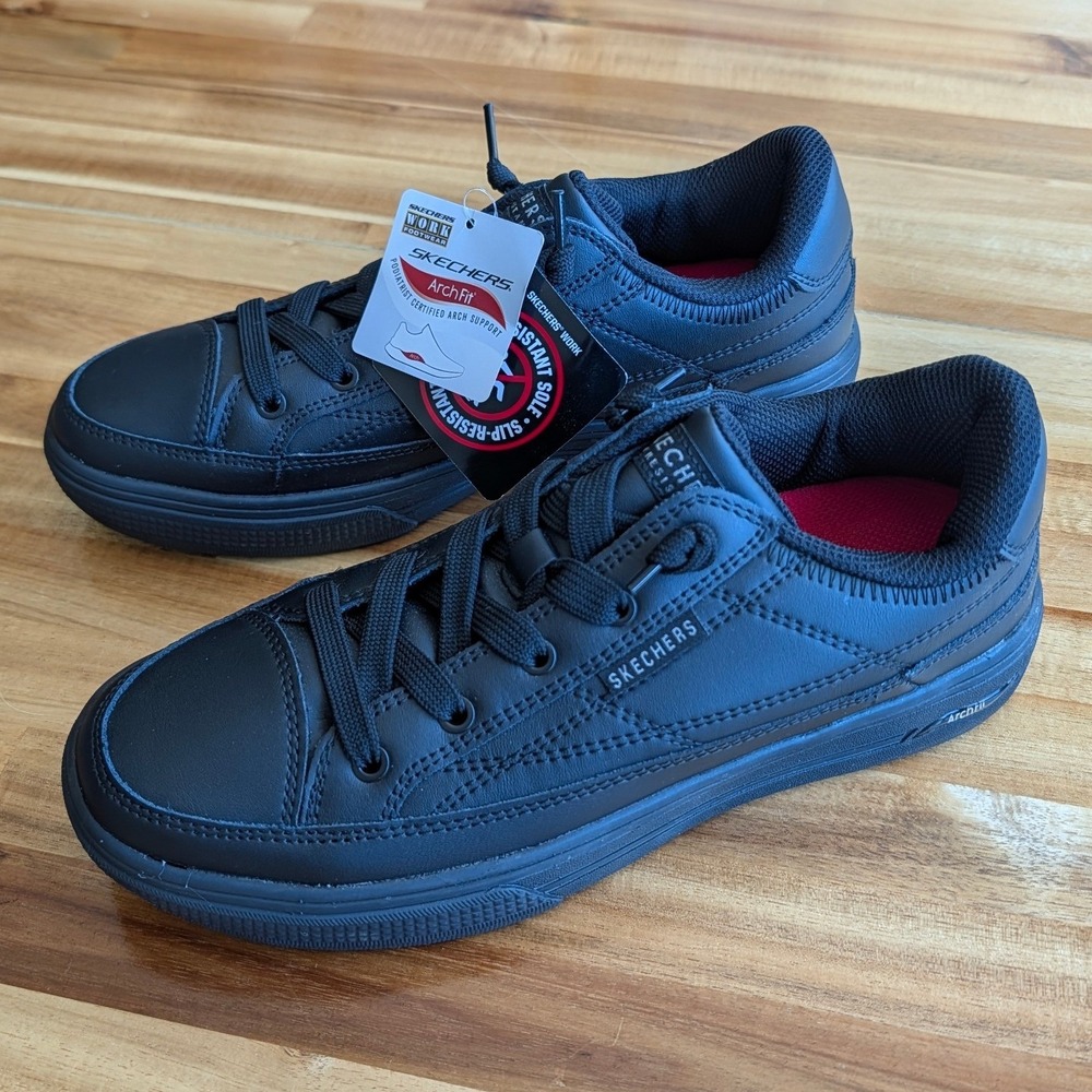 Skechers Work Arch Fit SR Women's Black Slip Resistant Shoes Black Size 8 NEW